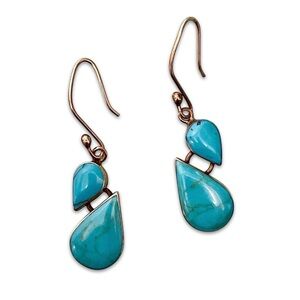 ❄️Sale❄️
 HOB 925 stamped silver Turquoise Drop Earrings Mexico teal